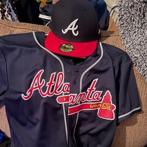 Ozzie Albies baseball jersey, Atlanta Braves Hat